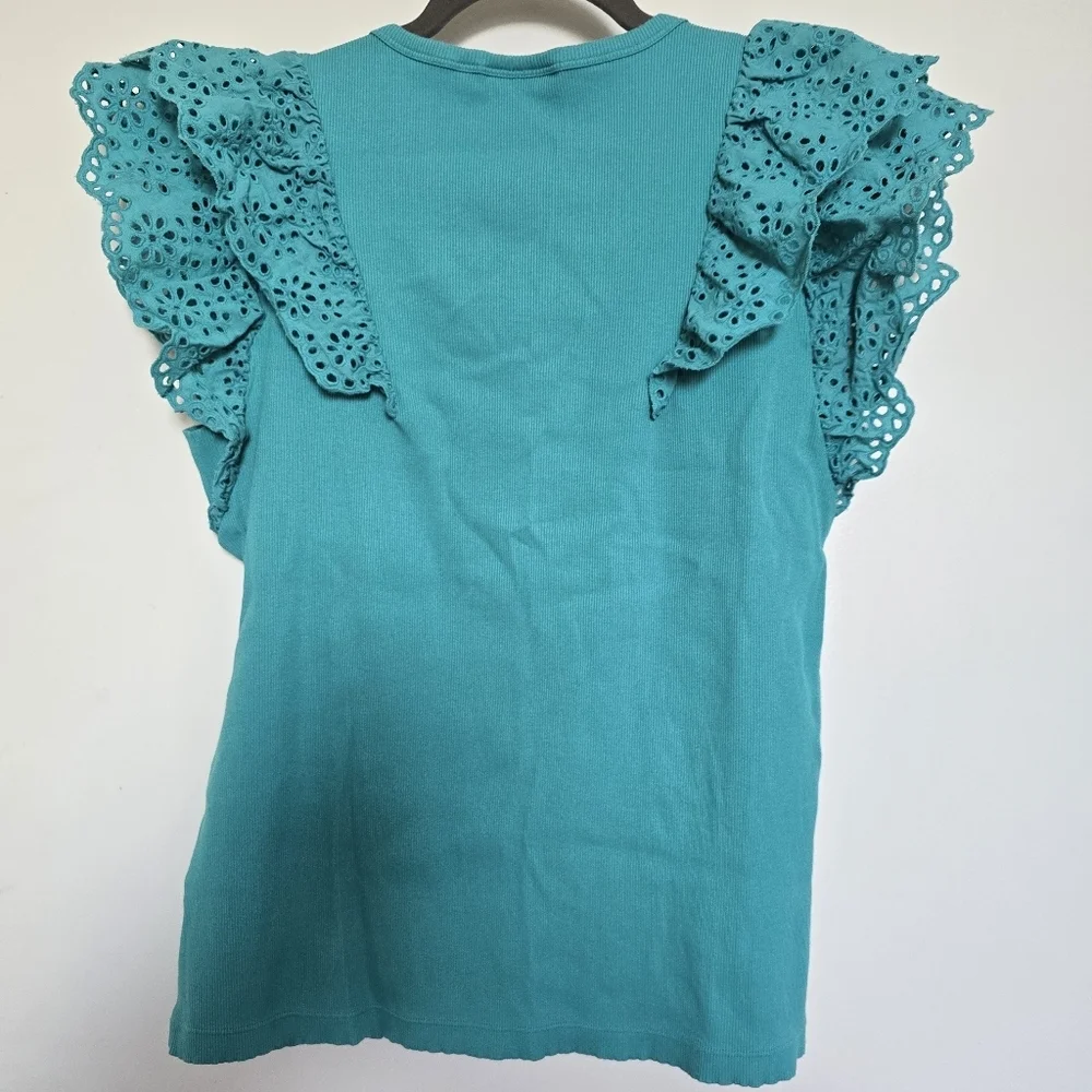 Chico's Blue Ruffled Sleeveless Blouse - Picture 2 of 6